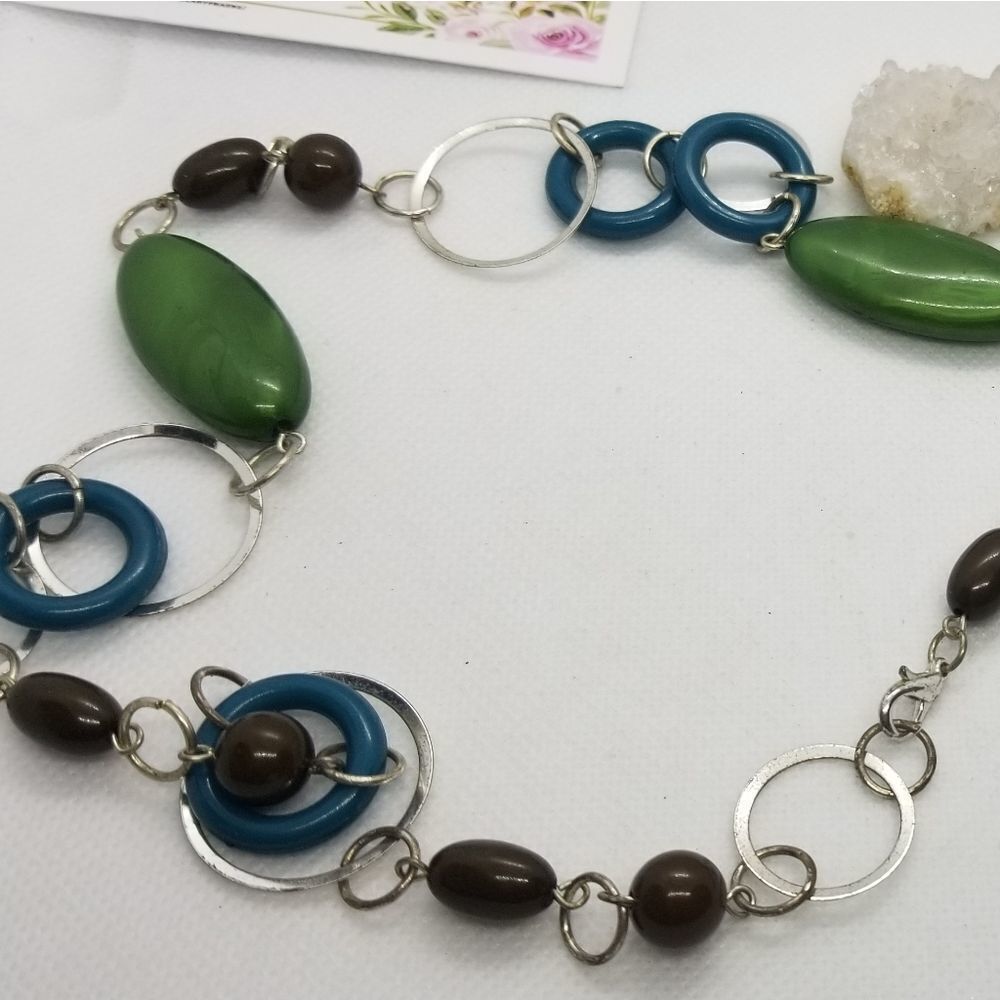 Hippie disco circle link necklace